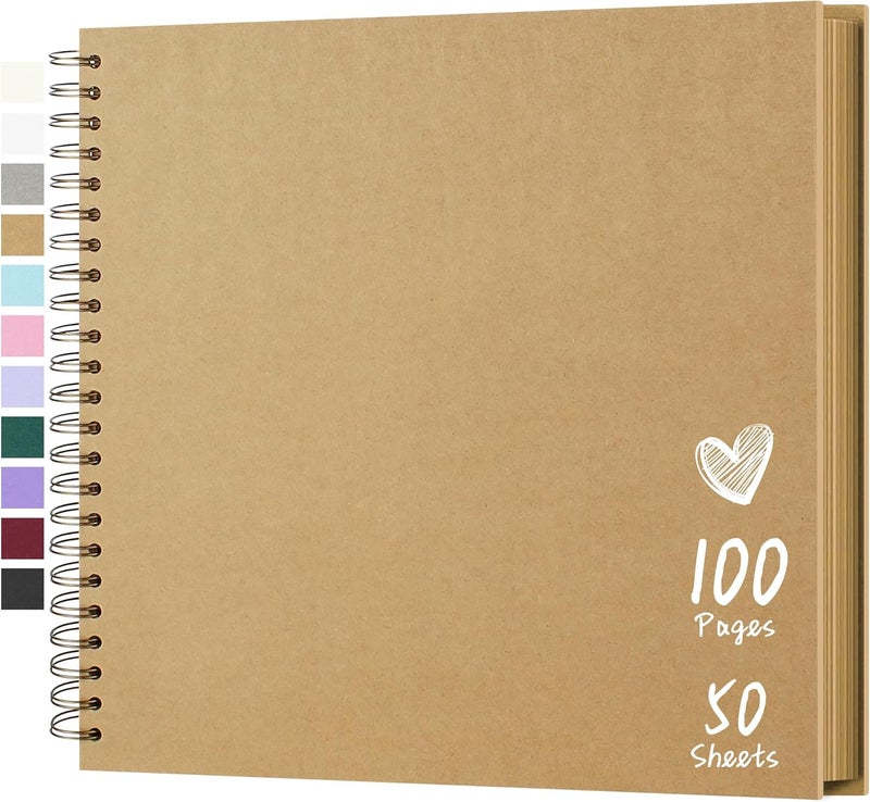 Hiwhy Scrapbook 12x12 Inch DIY Scrapbook Album Hardcover Kraft Paper Scrap Book Photo Albums 100 Pages Perfect for 4x6 / 5x7 / 6x8 Photos Memory Book for Family, Wedding - Image 1